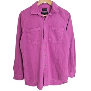 Lucky Brand Magenta Cotton Boyfriend Collared Button Down Shirt XS‎ Oversized